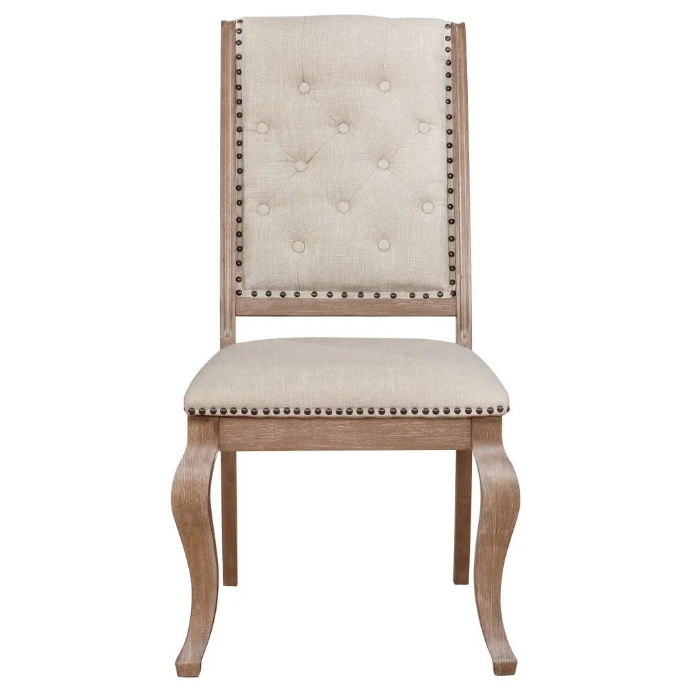 DeeHome Fremont Cream and Barley Brown Tufted Back Dining Chair (Set of 2)