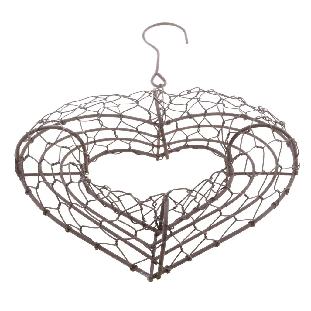 Heart Succulents Pot Hanging Planter Plant Holder Basket Made of Iron Wire