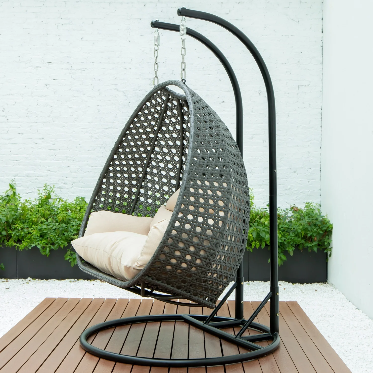 Maykoosh Boldly Bohemian Wicker Hanging 2 person Egg Swing Chair