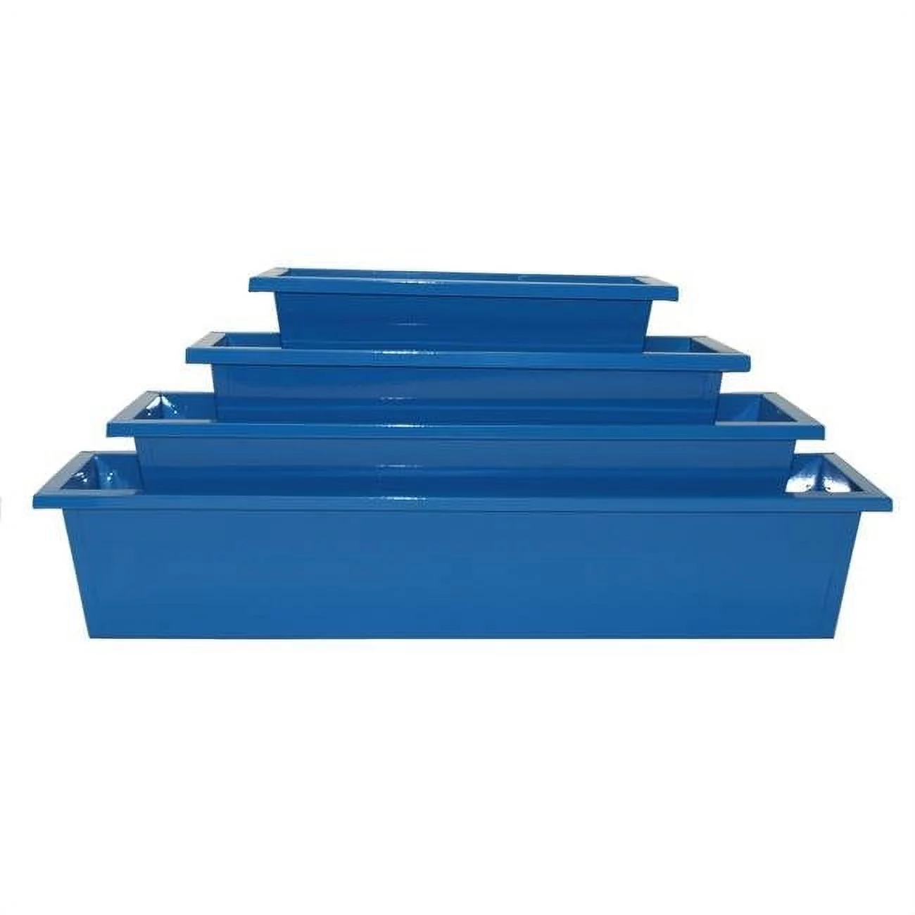 8625E B S-4 Enameled Galvanized Rectangular Planters, Blue - Set of 4
