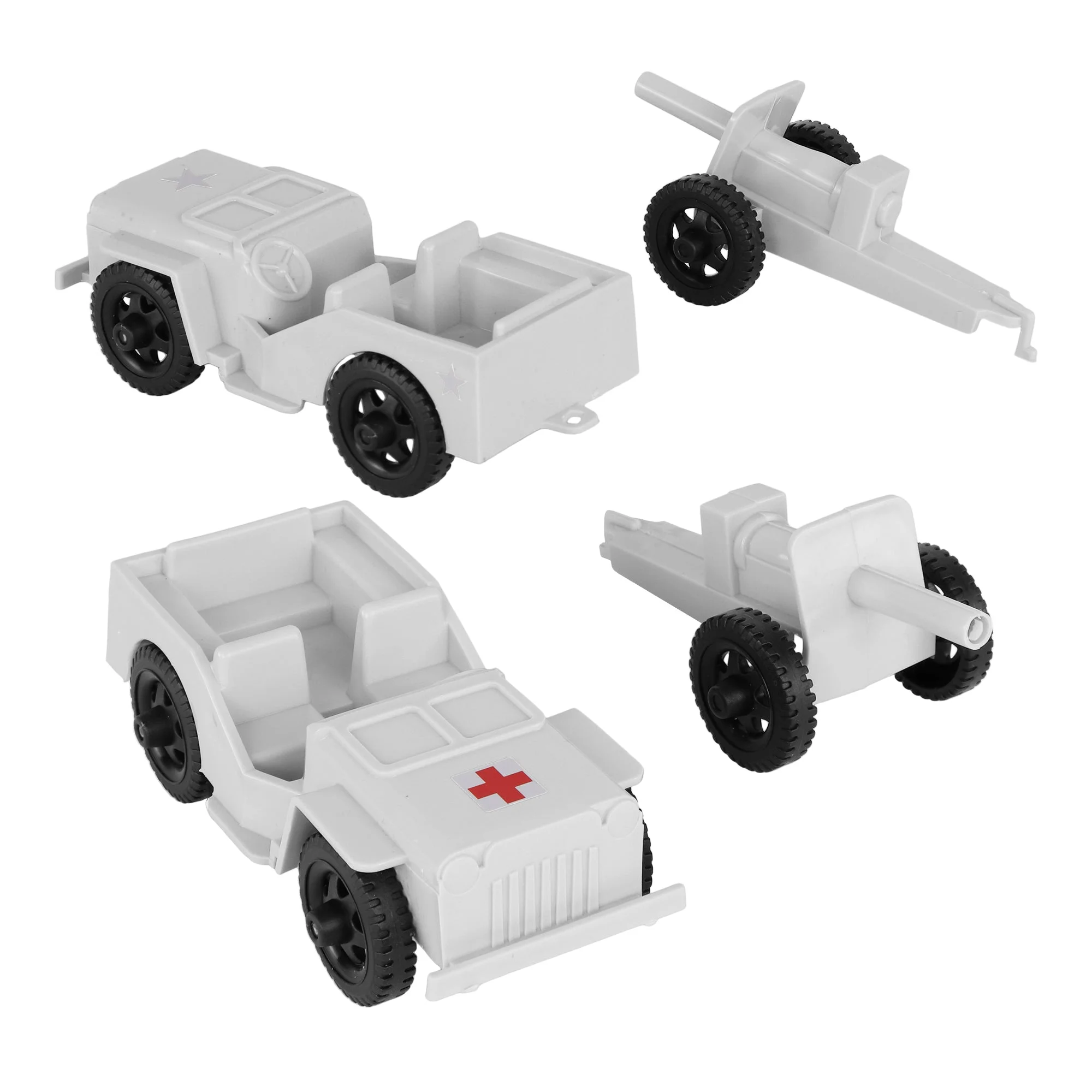 TimMee COMBAT PATROL Willys & Artillery - White 4pc Playset USA Made