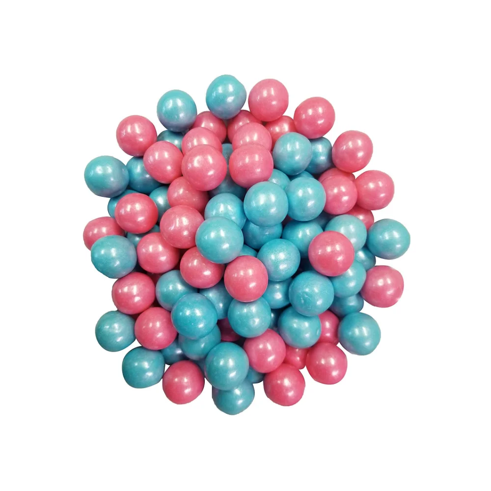 Gender Reveal Gumballs Shimmer Pearl Pink and Blue Bubble Gum 2 Pounds-1 inch size-Padded for Safety