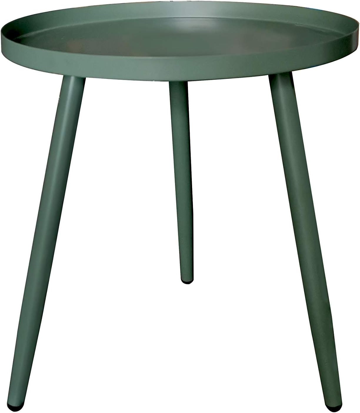 Round Metal Side End Table, Nightstand Accent Table, Pedestal Plant Stand for Bedroom Living Room, Green
