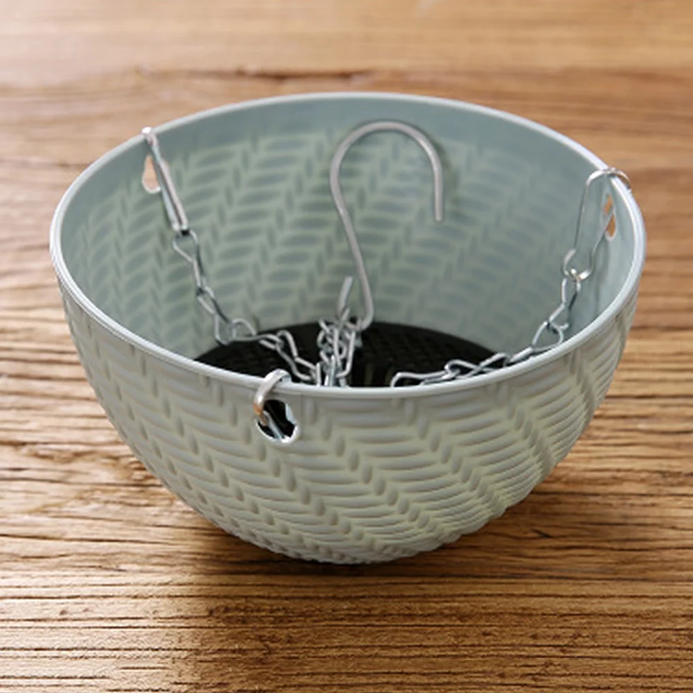 Hanging Baskets Rattan Woven Round Plastic Flower Pot Plant With Chain Houseplants Sky Planter Garden Balcony Decor;Hanging Basket Rattan Woven Plastic Flowerpot with Chain Houseplant Planter
