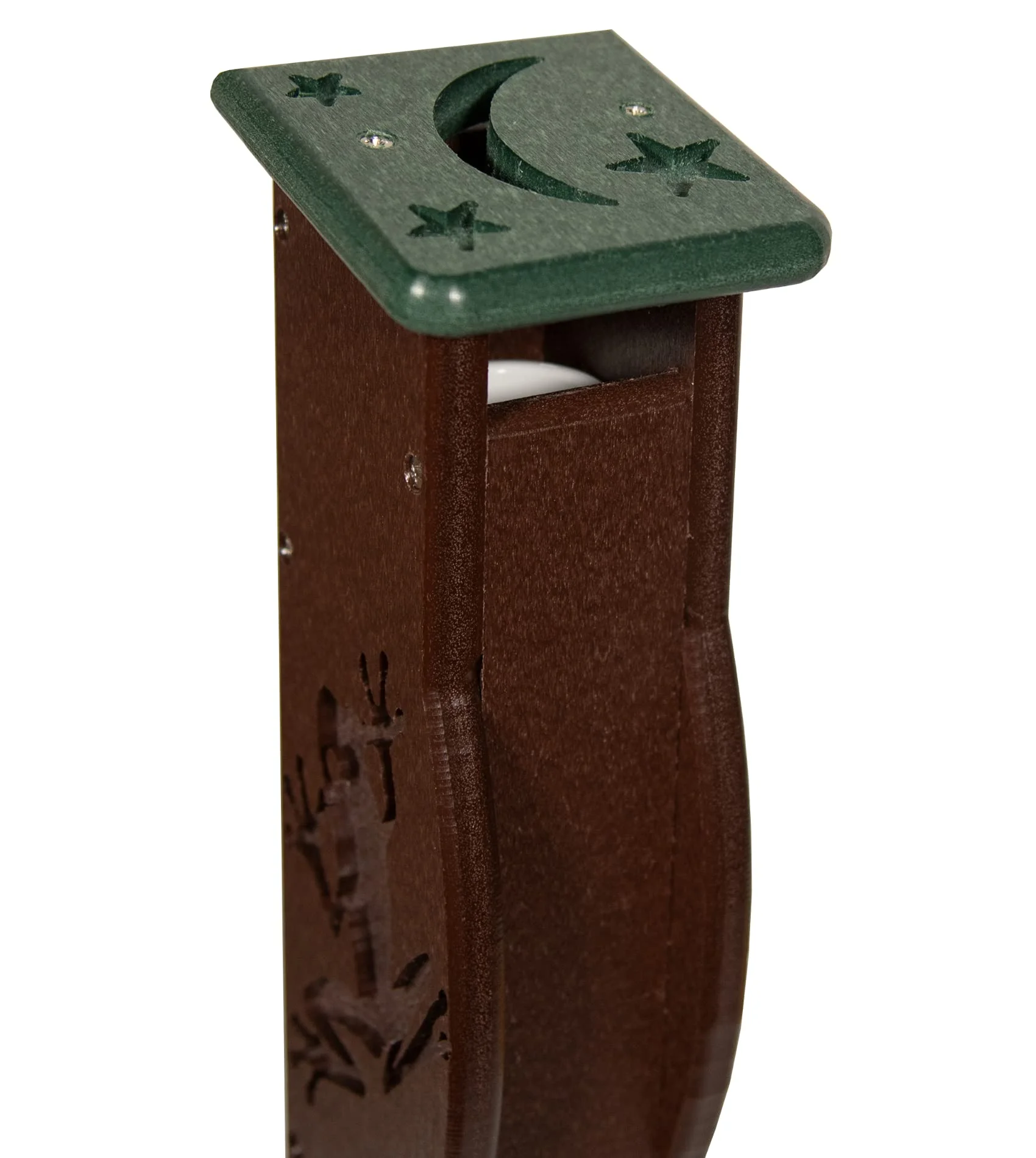 JCs Wildlife Deluxe Poly Lumber Tree Frog House - Attract Many Species of Tree Frogs - Made in the USA (Brown Body / Green Roof)