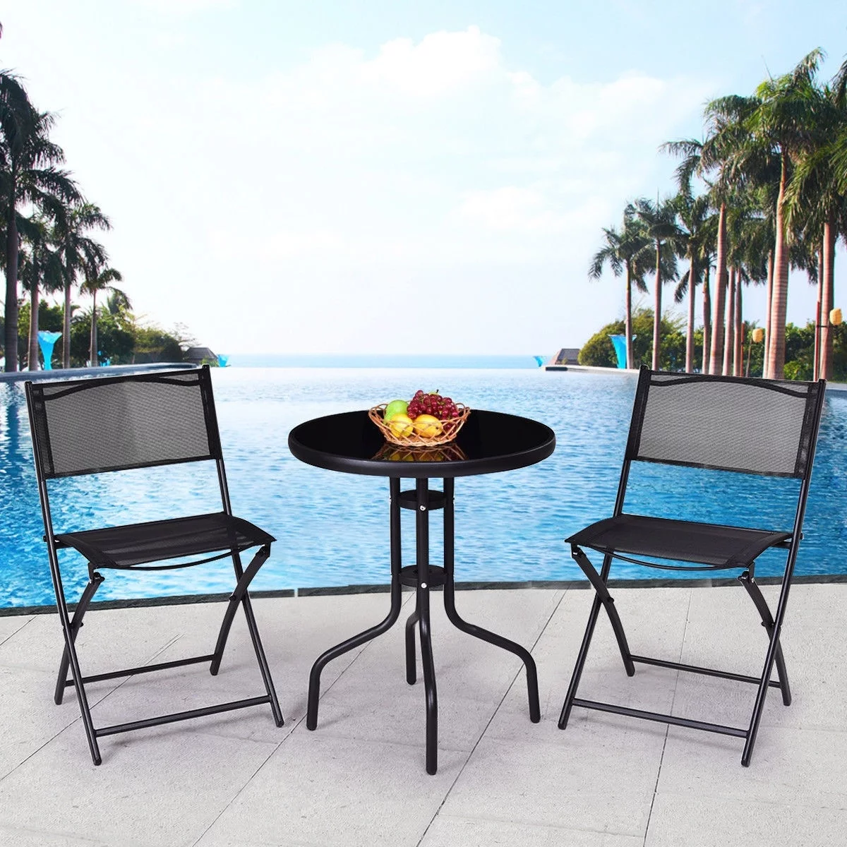 3-Piece Folding Bistro Set - 3 Pieces - 26.0 - Elevate your outdoor space with style and durability!