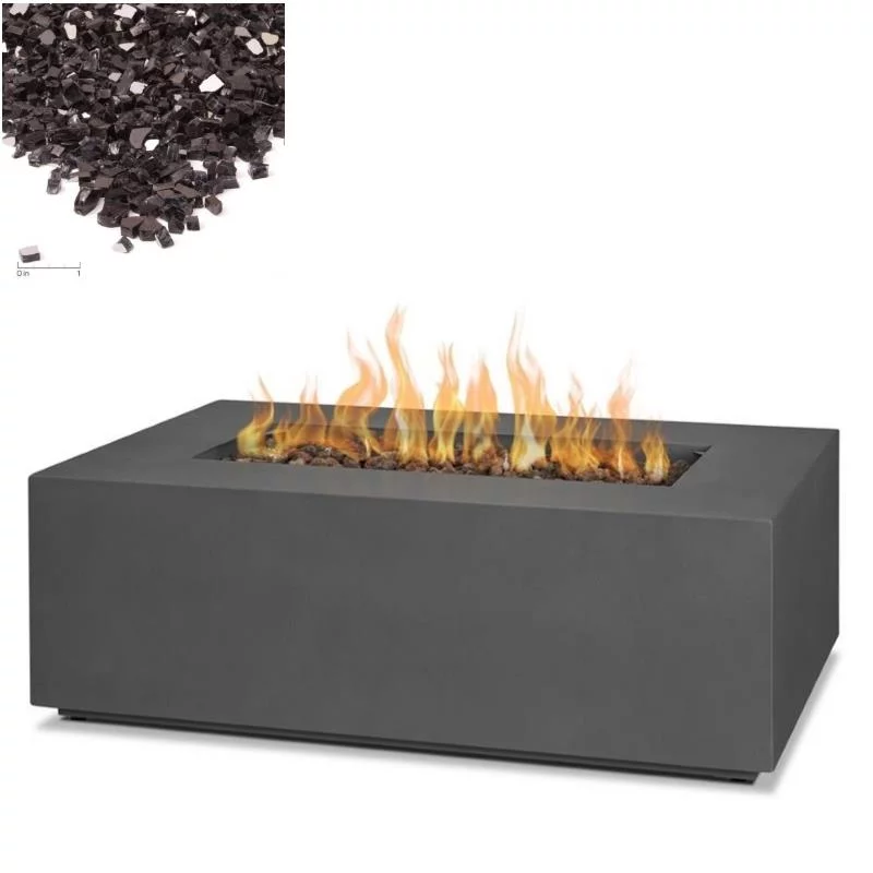 Home Square 2-Piece Set with Small Fire Table and Fire Glass in Slate/Black