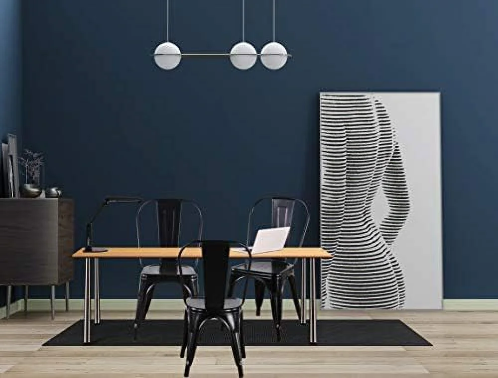 SJOPKMN Set of 4 Dining Chairs Industrial Style Metal Chair Metallic Stackable Vintage Set for Dining Room Terrace Kitchen Bistro Cafe Living Room Garden  Interior Exterior (Black)