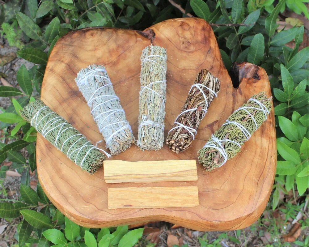 Palo Santo & Sage Smudge Stick SAMPLER Set Blue Black Cedar Juniper Yerba