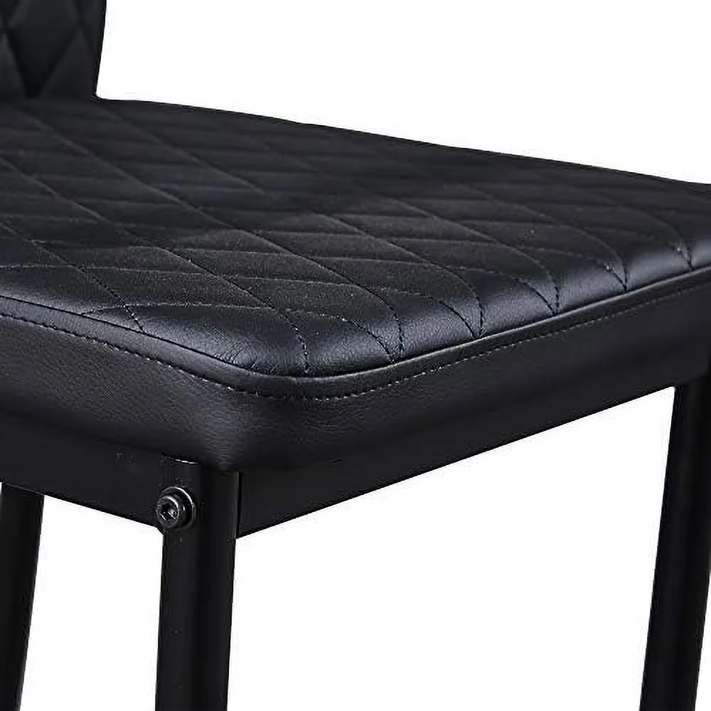 ZWNLKQG Set of 6 Leather Dining Chairs Set  with Upholstered Cushion & High Back  Powder Coated Metal Legs  Rhombus Pattern Seats  Household