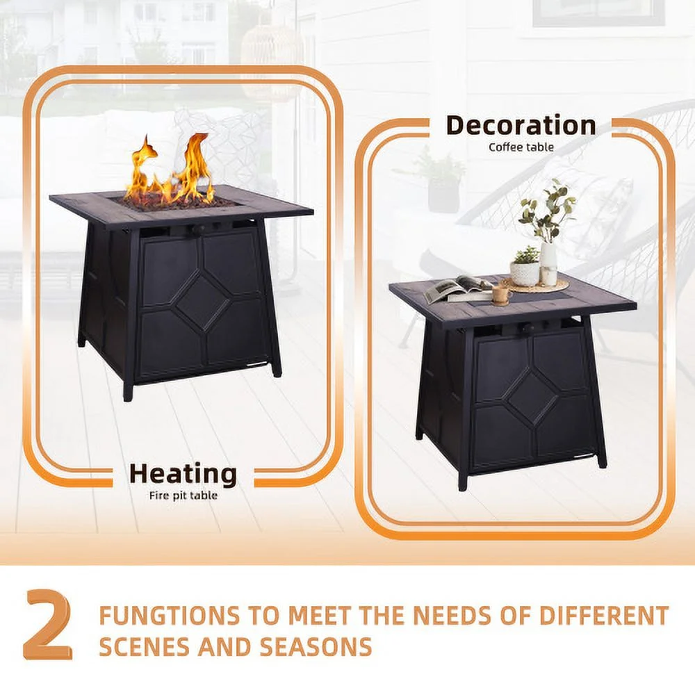 Buumin 40,000 BTU Steel Propane Gas Fire Pit Table With Steel lid, Weather Cover