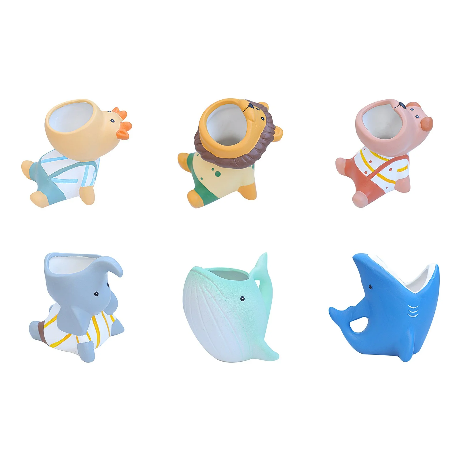 SIfdSeng 6pcs Cute Big Mouth Cartoon Animal Flower Pot Ceramic Succulent Flower Pots with Hole Creative Desktop Succulent Pots for Indoor Outdoor Gift for Fathers Day for Husband