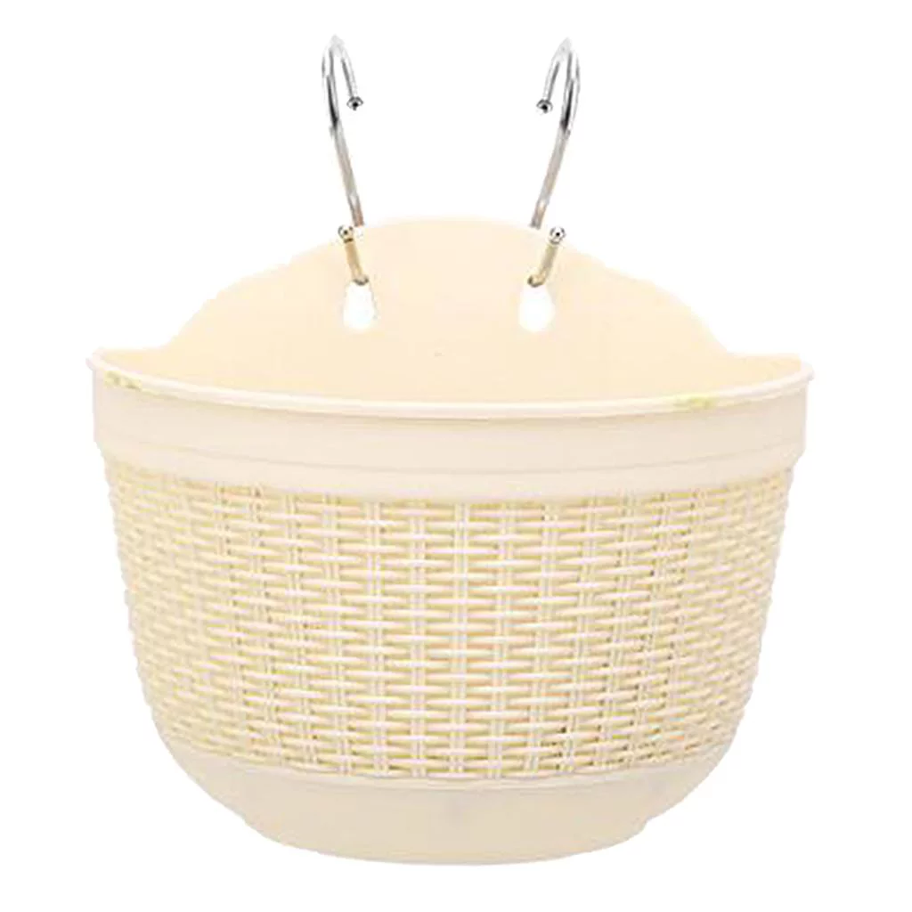 Wall Hanging Flower er Basket Garden Fence Balcony Decoration - Beige L