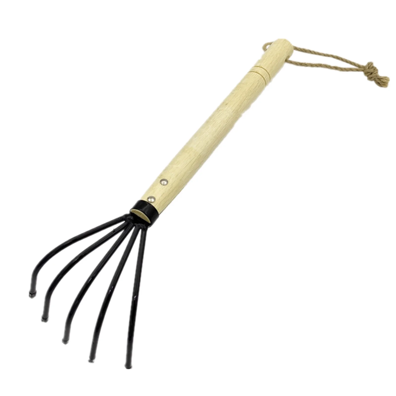 Bnnlsa Trim Tool Wooden Handle Garden Soil Loosening Five Five Tooth Rake Drive Sea Digging Beach Multifunctional Tool