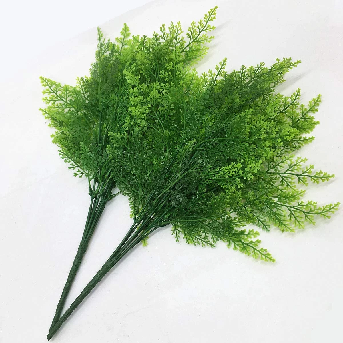 4 Pcs Artificial Shrubs Bushes Plastic Fake Fern Plant Persian Grass Greenery for Indoor Outdoor Home Garden Window Box Front Porch Filler