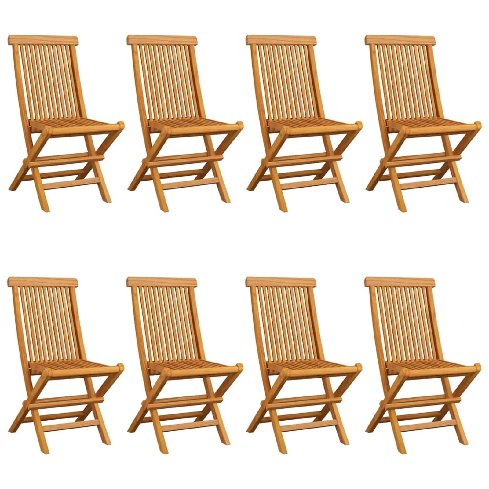 Irfora Patio Chairs with Green Cushions 8 pcs Solid Teak Wood