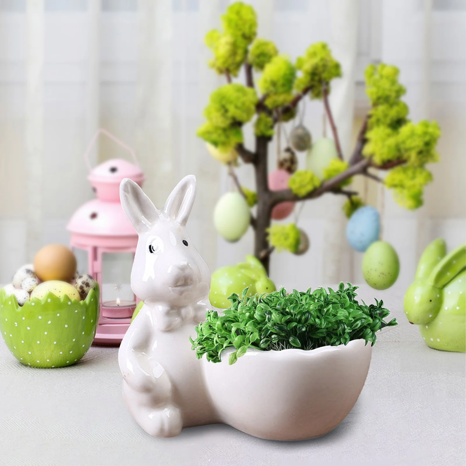 Bnnlsa Flower Pots Easter Rabbit Mini Ceramic Succulent Plant Pots Thumb Flower Pots for Small Plants and Decorative Objects