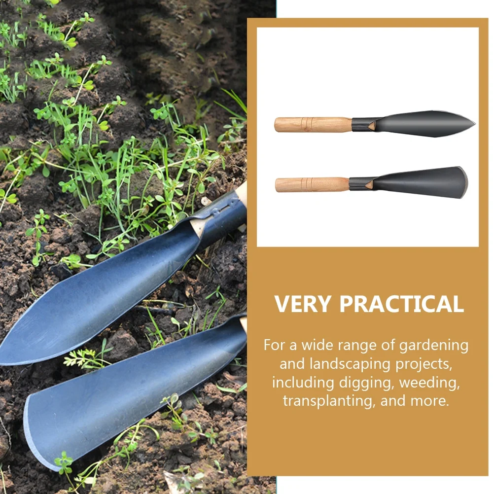 Wild Vegetable Digging Shovel 2 Pcs Gardening Shovels Hand Tools Scoop Handheld Manual Spade Wooden