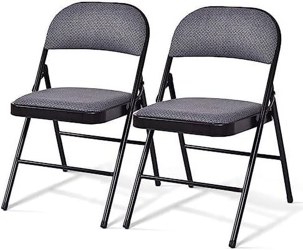 AEFRGHS 2 Pack Folding Chairs  Fabric Dining Chair Set with Padded Cushion and Back  Indoor Outdoor Upholstered Commercial Seat with Metal Frame for Home Office Events Wedding Party