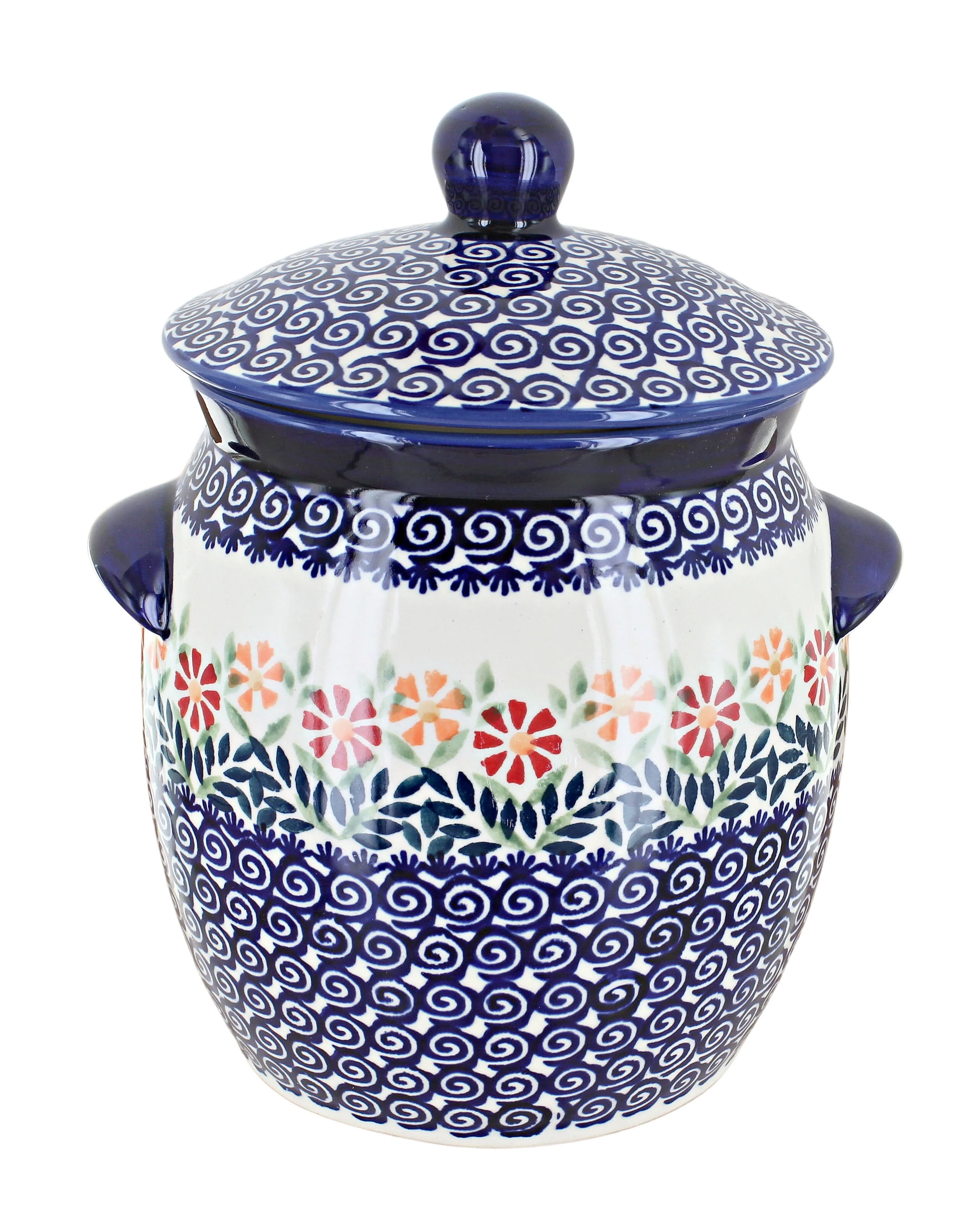 Blue Rose Polish Pottery Garden Bouquet Medium Container