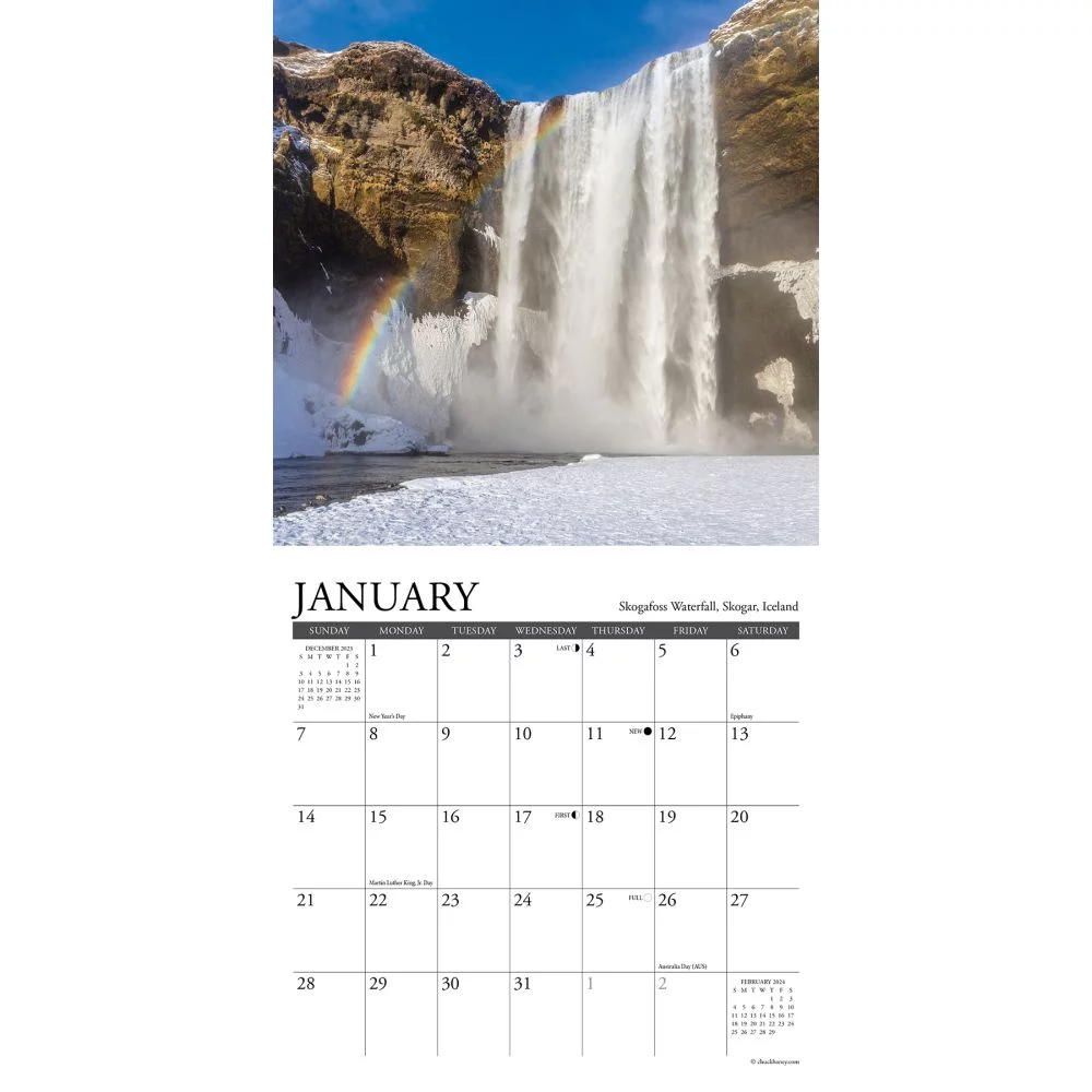 Waterfalls 2024 7 X 7 Mini Wall Calendar (Other)