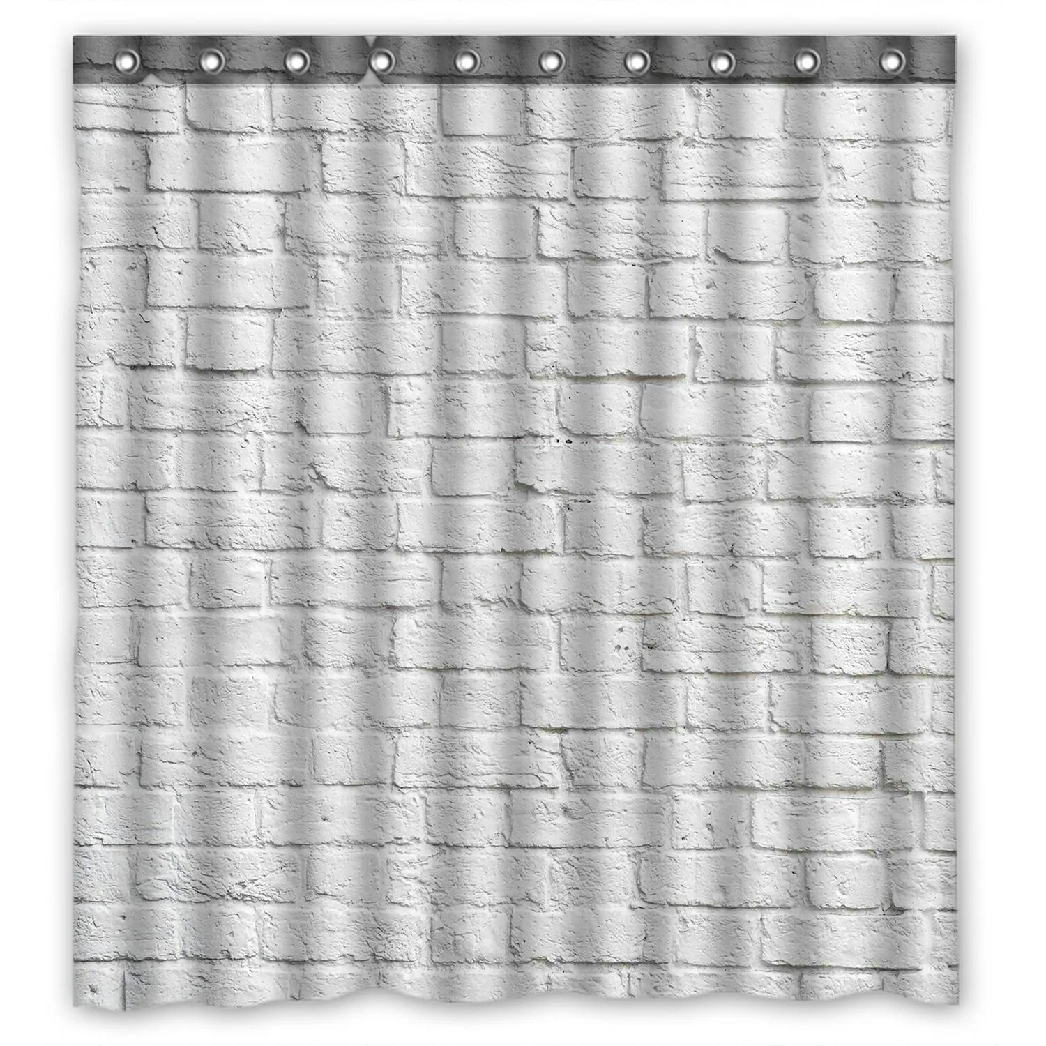 ABPHQTO White Brick Wall Waterproof Polyester Shower Curtain and Hooks For Home Decor 66x72 Inch