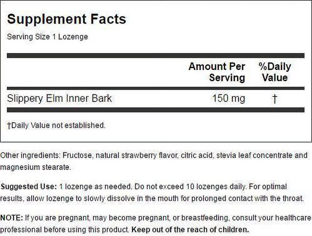 Planetary Herbals Slippery Elm Lozenges - Strawberry 150 mg 24 Loz