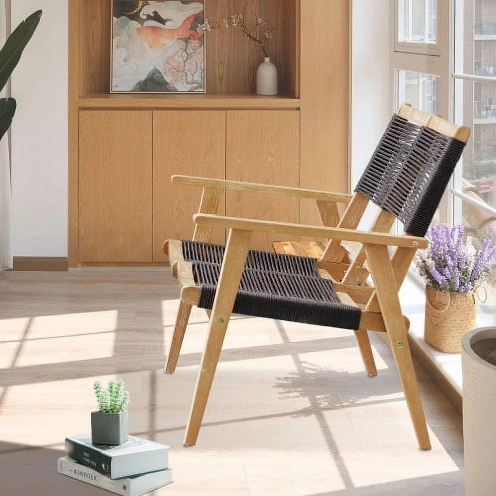 Buumin Patio Furniture Chair Black Rope Furniture Chairs 2 Seat Chair,Outdoor Conversation Sectional for Backyard Poolside, Garden