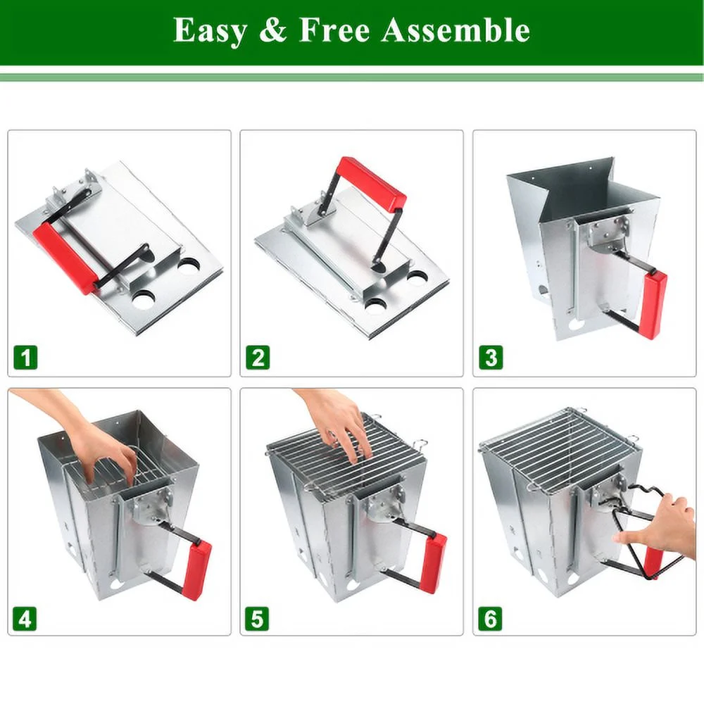 Goldmeet YSSOA Charcoal Chimney Starter Foldable, Collapsible, Silver