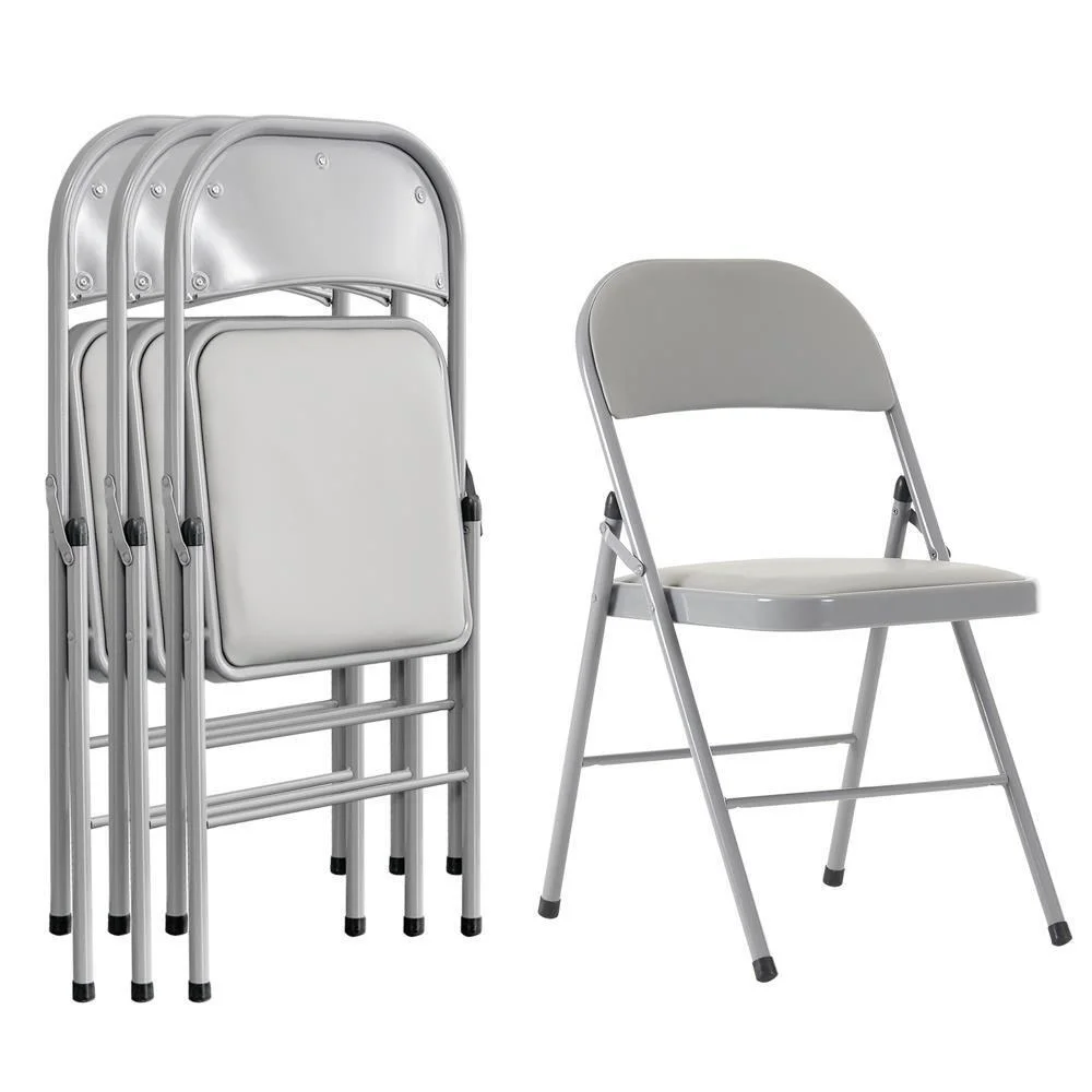 4-Pack Vinyl Padded Seat Metal Folding Chair Heavy Duty Durable Dining Chairs