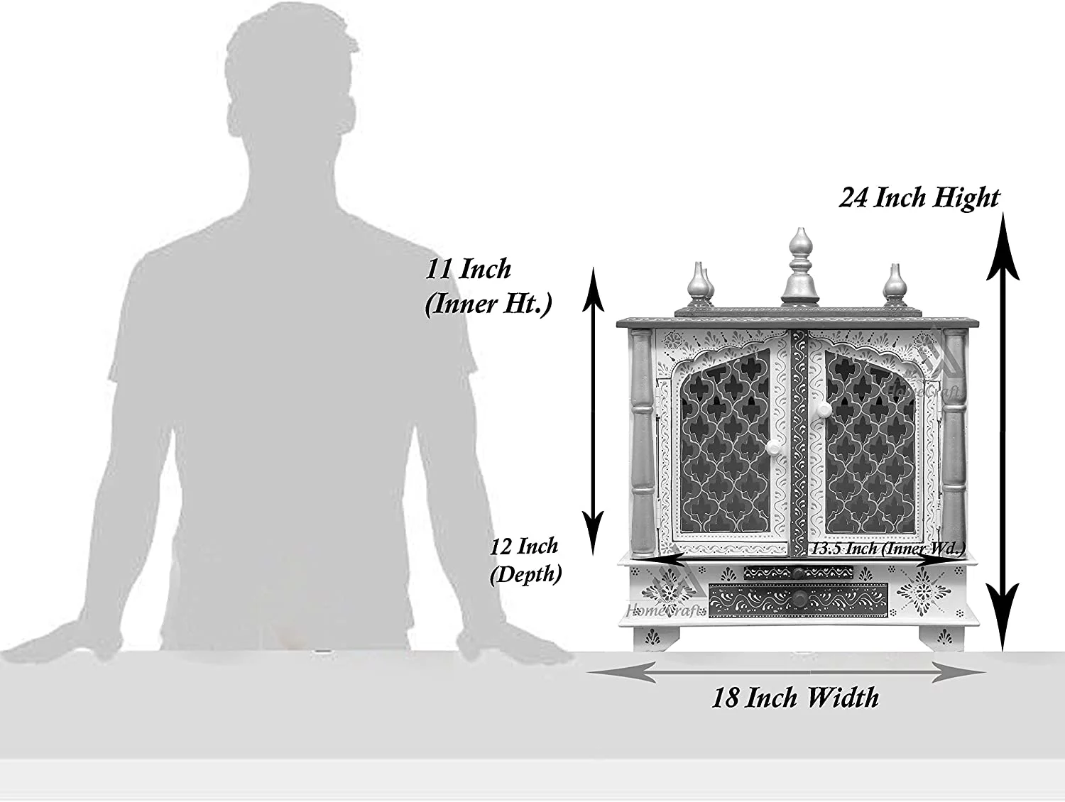 Homecrafts Wooden Temple for Home (18x12x24-inch, Red)