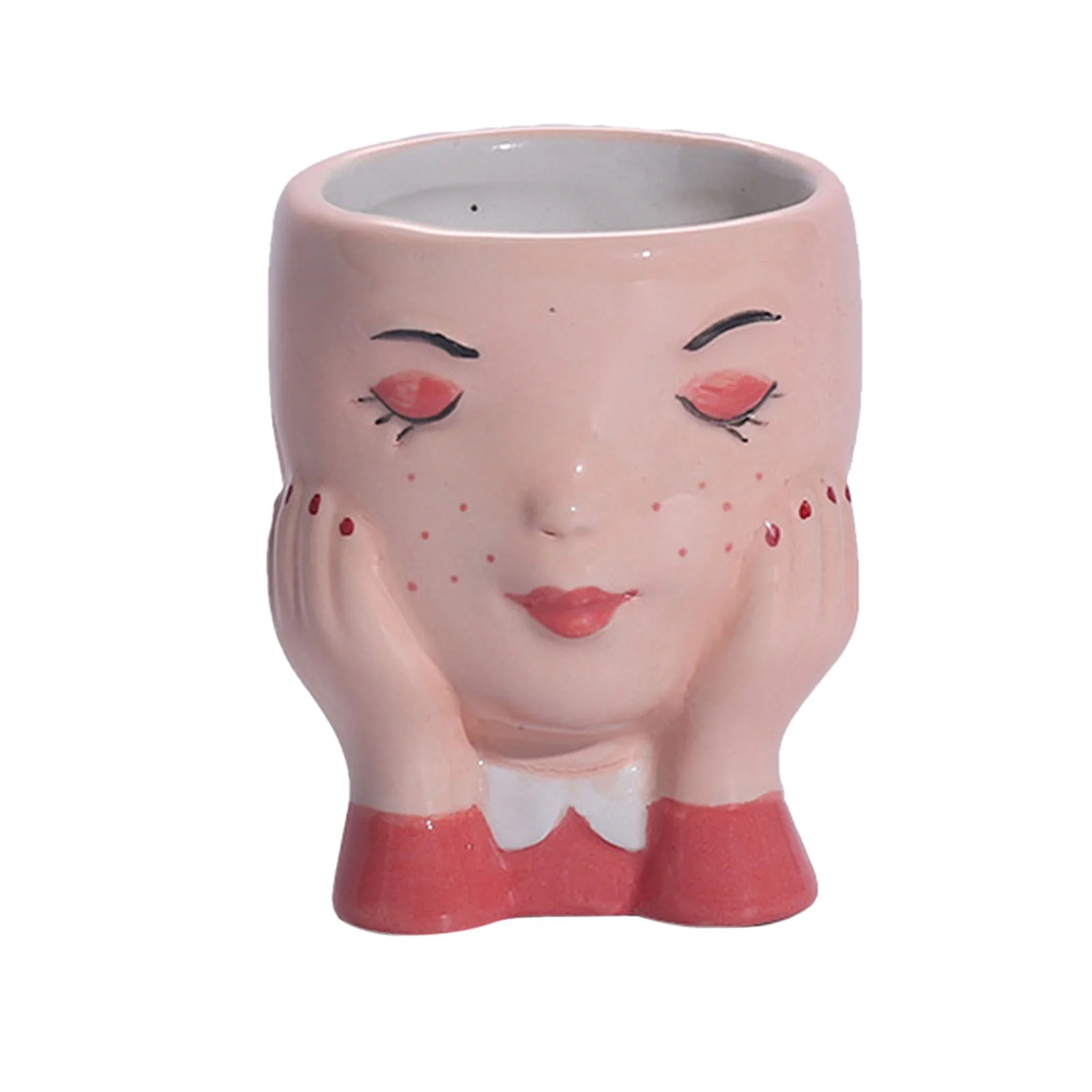 MVNSFEW round Flower Pot Cover Girls Face Head Flower Planter Succulent Pot Flowerpot Figure Garden Decor