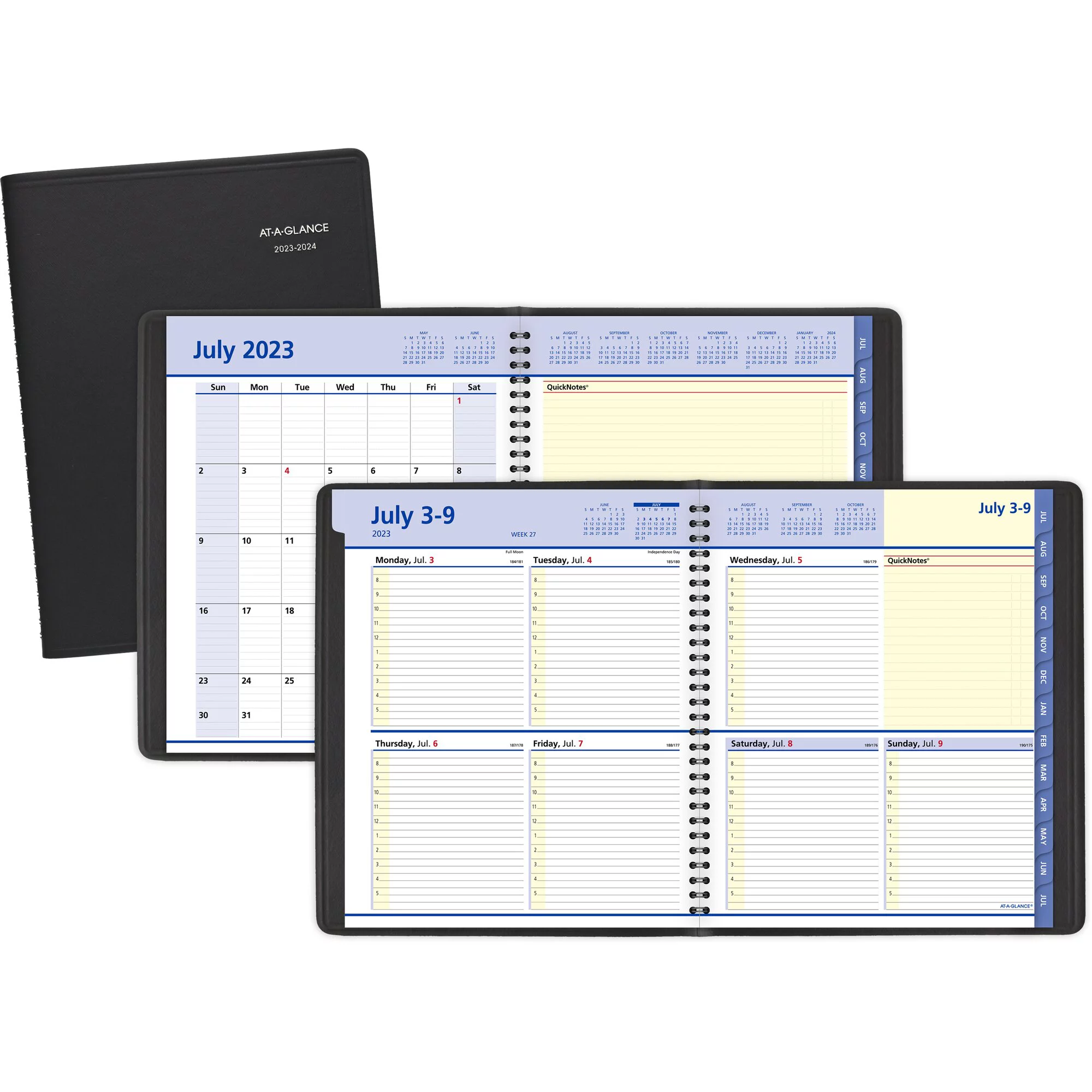 AT-A-GLANCE QuickNotes Academic 2023-2024 Weekly Monthly Planner Black Large 8 x