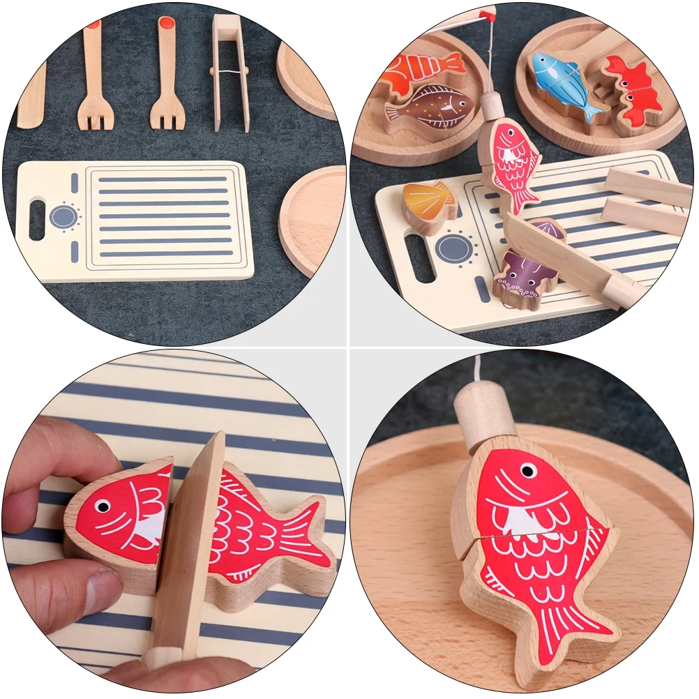 Cecilia Food Cutting Toy Play Fish Toys Children’s House Funny Kitchen Playhouse Set Girl