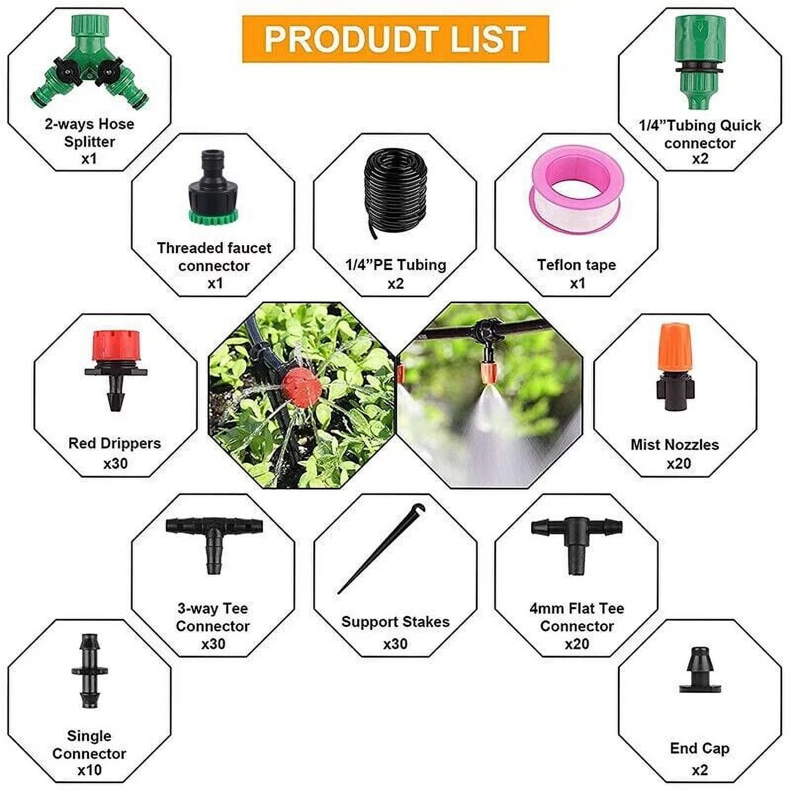 Jahy2Tech  130FT Micro Drip Irrigation System Plant Garden Watering Hose Adjustable Sprayer