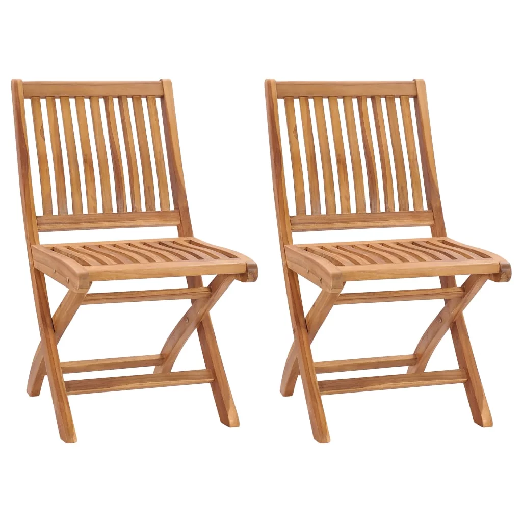 Anself Folding Patio Chairs 2 pcs Solid Teak Wood
