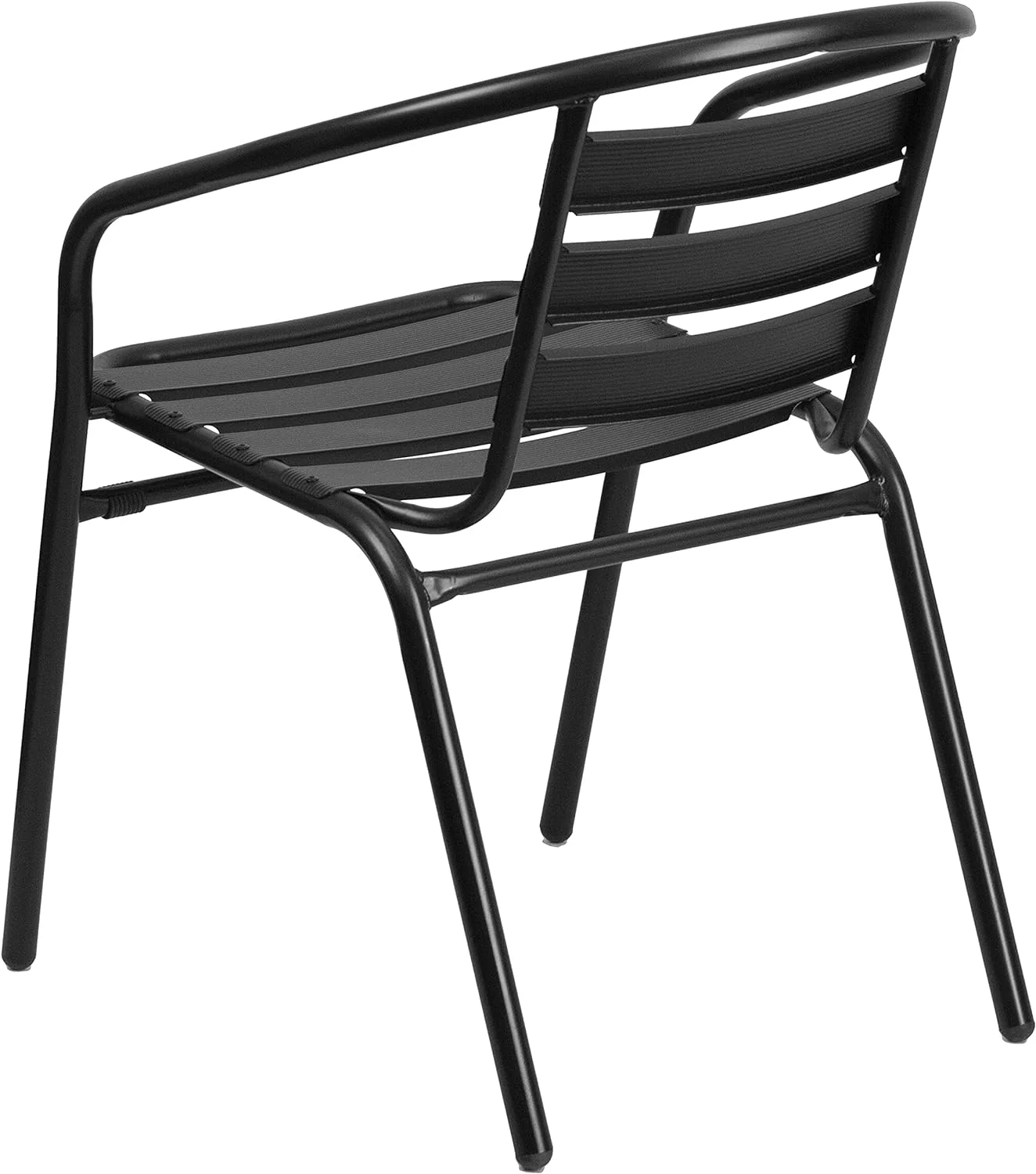 Lila Black Metal Restaurant Stack Chair With Aluminum Slats
