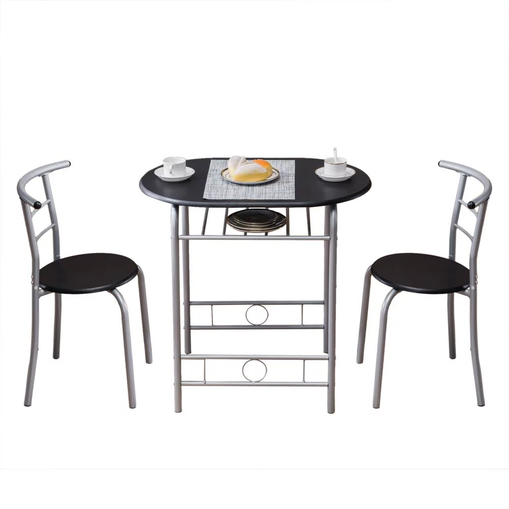 GoDecor 3 Piece Dining Set Compact 2 Chairs and Table Set with Metal Frame
