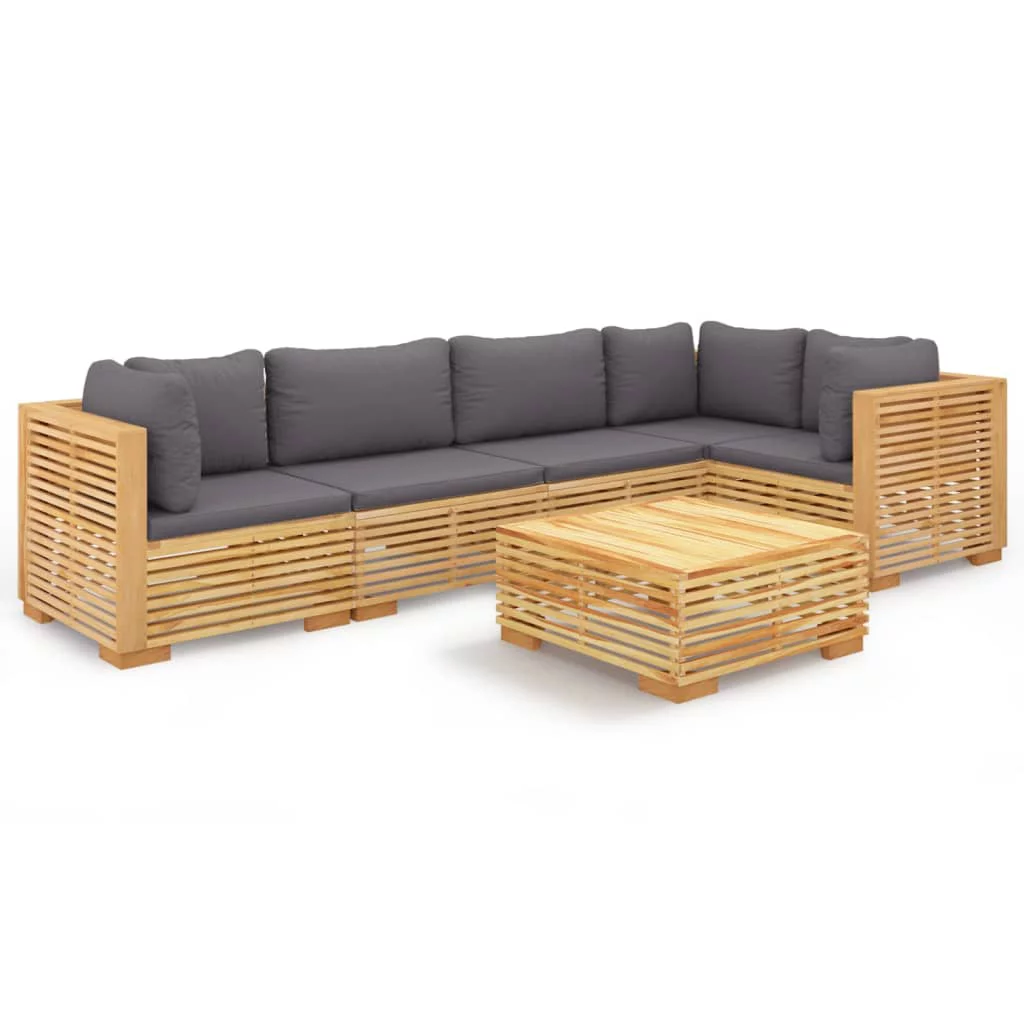 Irfora 6 Piece Patio Set with Cushions Solid Wood Teak