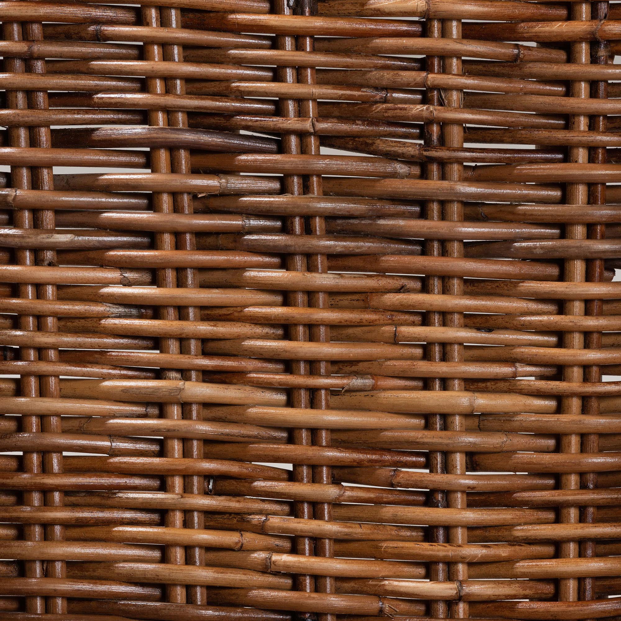 bali & pari Mario Modern BoHo Natural Brown Finished Teak Wood and Rattan 2-Piece Dining Chair Set