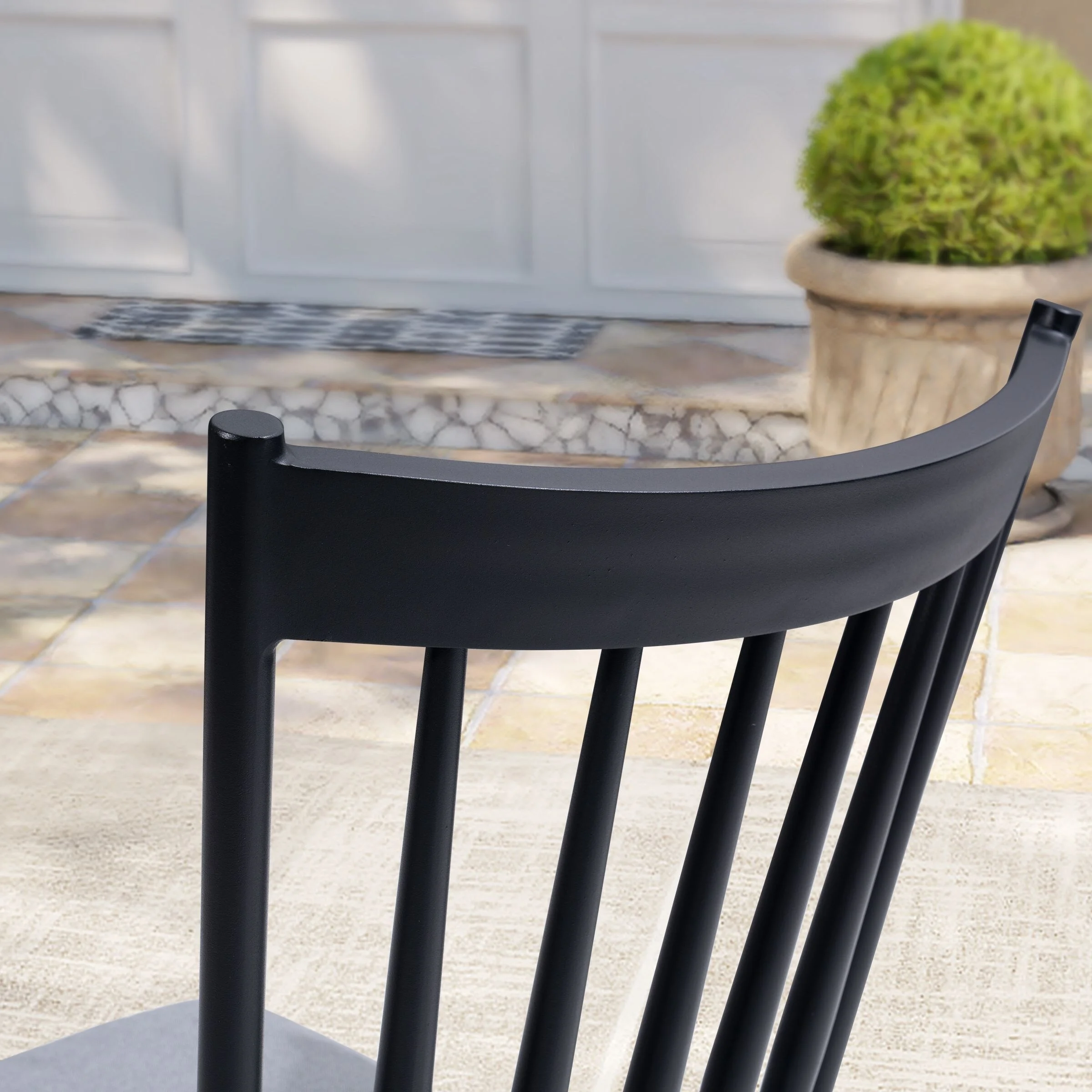 Pellebant  Aluminum Dining Chairs Modern Chair with Cushion - 18.9 in W * 18.5 in D * 37 in H Black-Set of 4