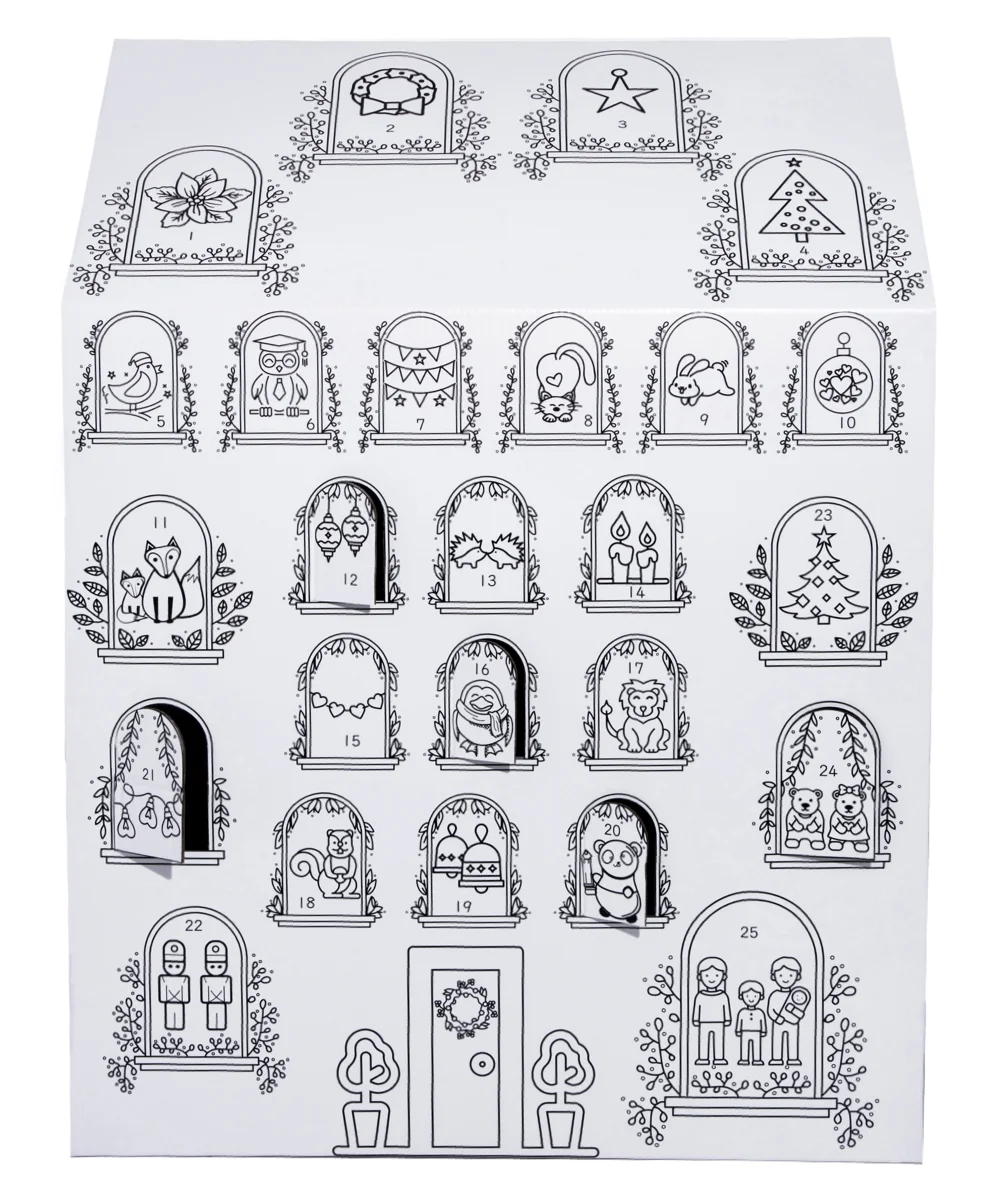 ColorJo “Advent Calendar” Color your Own Playhouse - Spread the Joy and Wonder of Christmas by your Creativity and Imagination. Best Kids Art & Craft for Holiday Season, Perfect Coloring Toy 3+