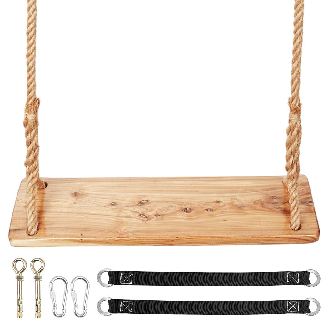 Wooden Tree Swing, 500lbs Load Capacity Adjustable Height Hanging Swing Seat for Adults & Kids, Indoor, Outdoor, Backyard, Garden, Playground