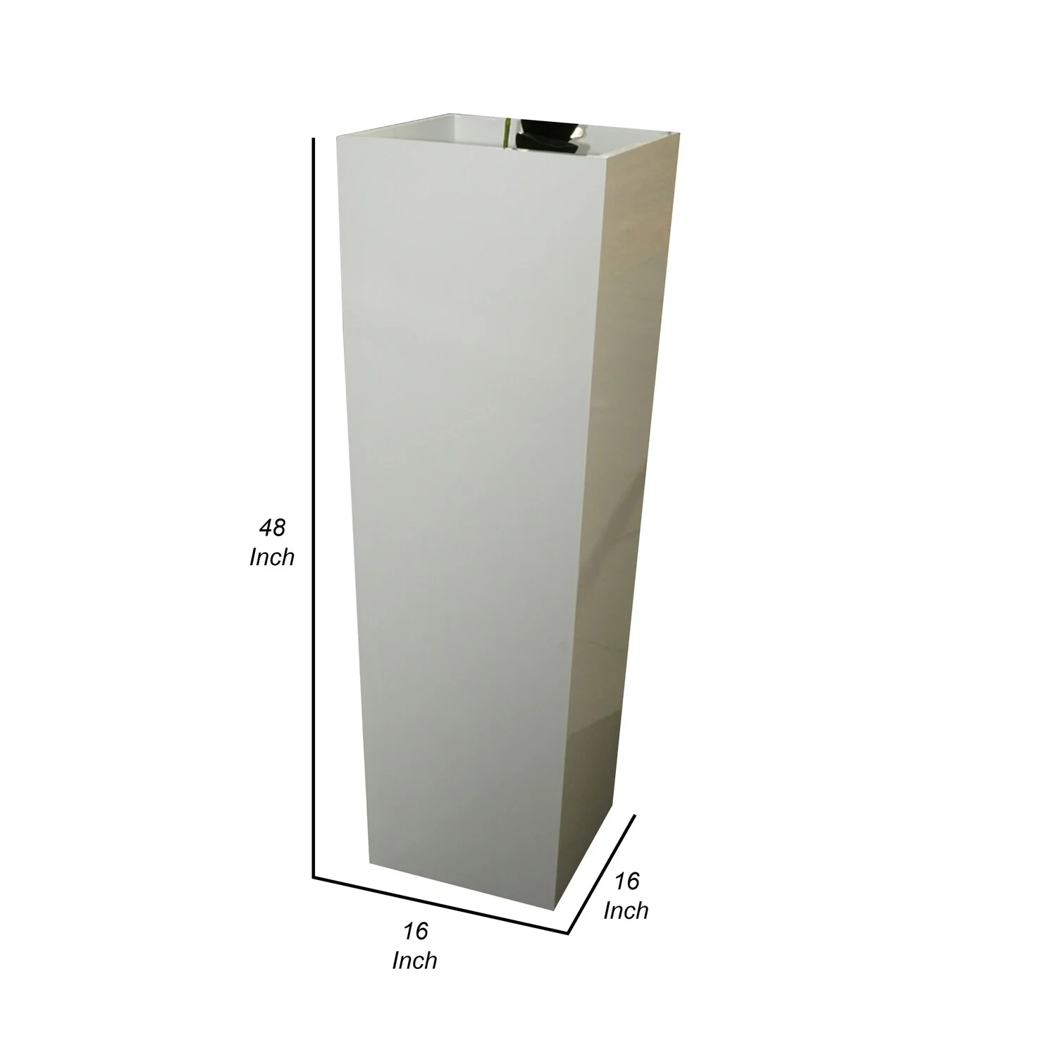 Benjara Jo 48 Inch Tall Flower Pot Planter, Hidden Indented Box, White Wood