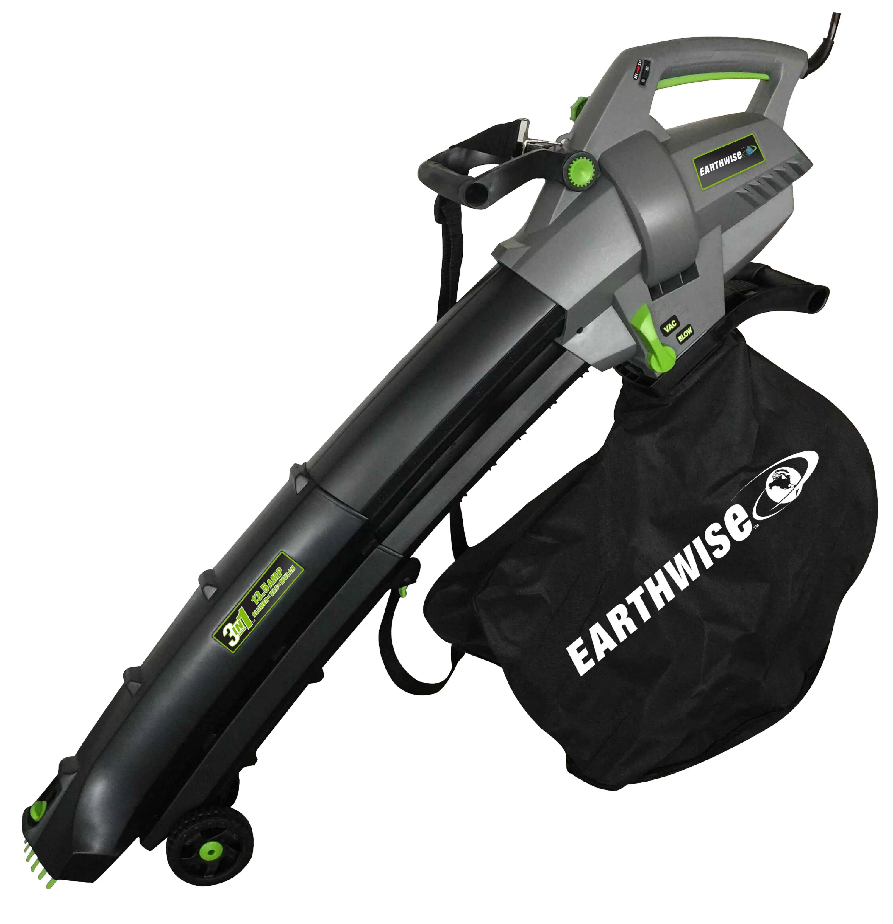 Earthwise 3 in 1 BVM20312 - 12 Amp Corded Blower, Vacuum, Mulcher with Collection bag