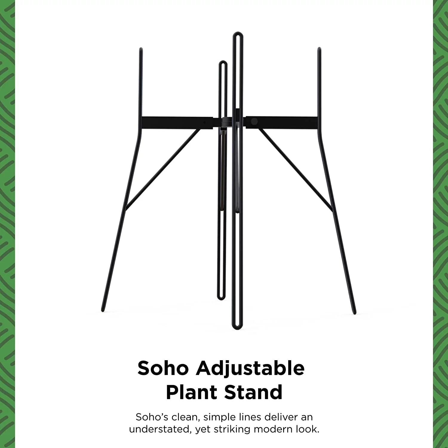 Soho Adjustable Metal Plant Stand Indoor Outdoor Planters Stand for Medium, Large Potted Plants, Modern, Mid Century, Single Plant Pot Holders, Textured Black