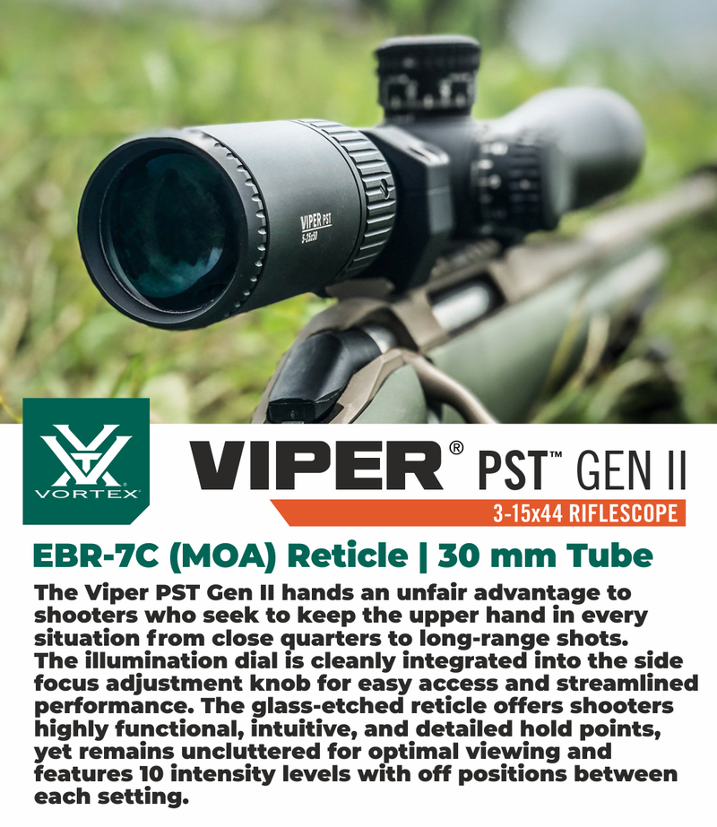 Vortex Optics Viper PST Gen II 5-25x50 FFP Riflescope EBR-7C MOA with Free Hat