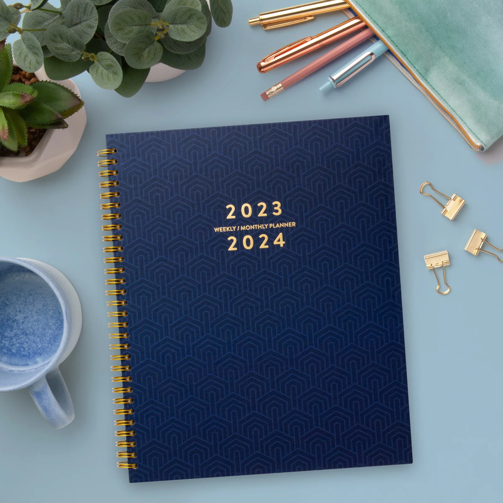 2023-2024 Mintgreen Weekly/Monthly Spiral Planner, 8.5