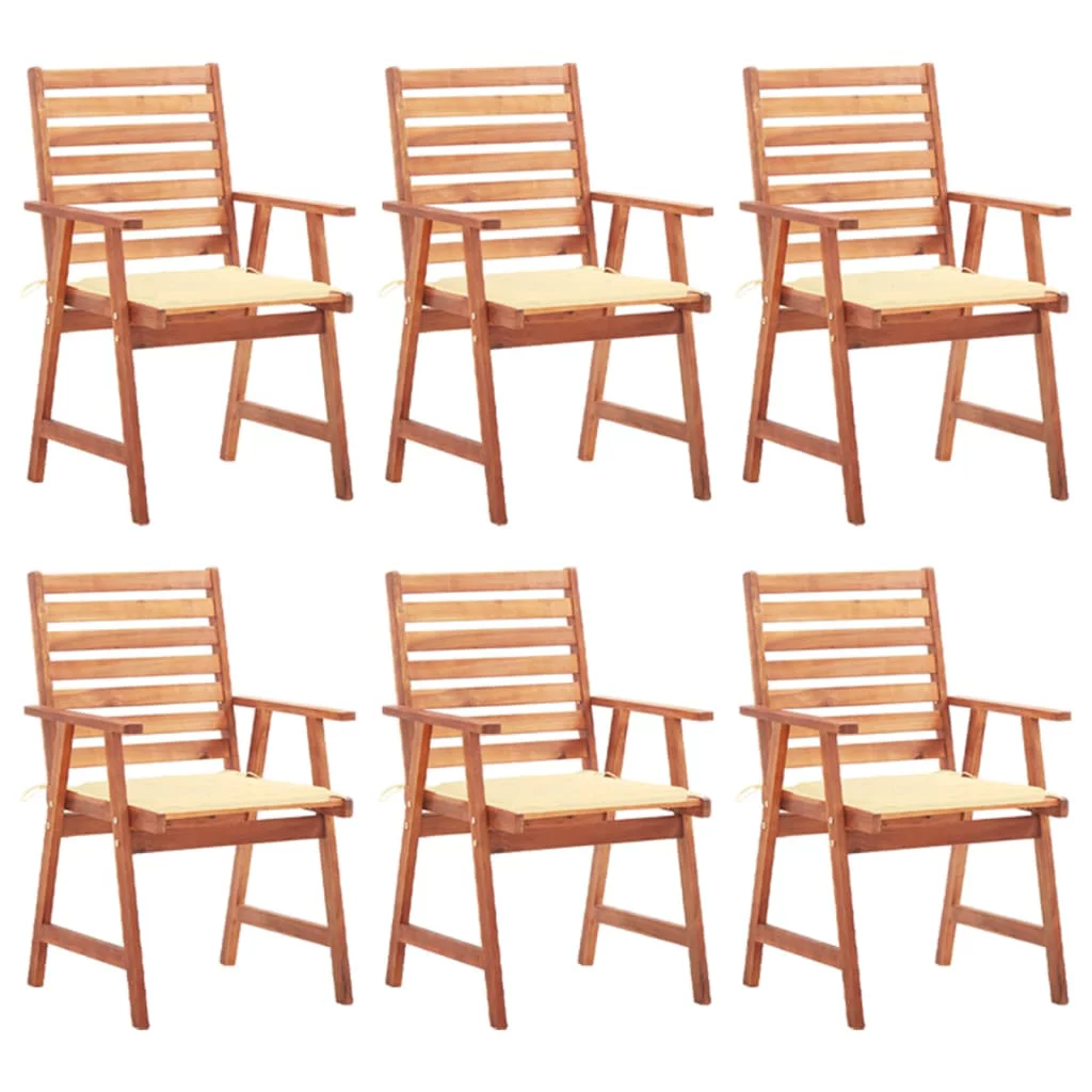 Patio Dining Chairs 6 pcs with Cushions Solid Acacia Wood