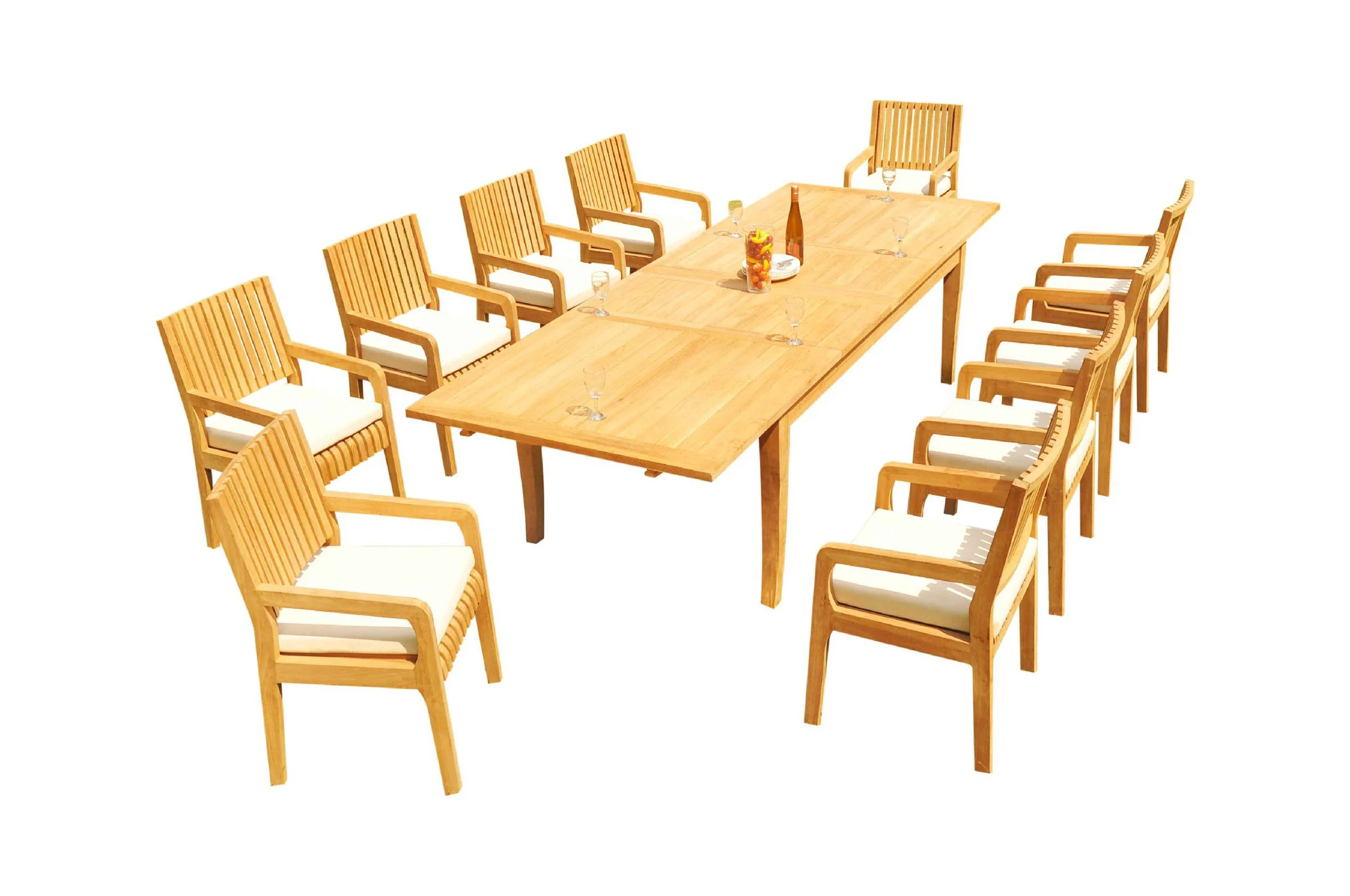 Grade-A Teak Dining Set: 10 Seater 11 Pc: 122